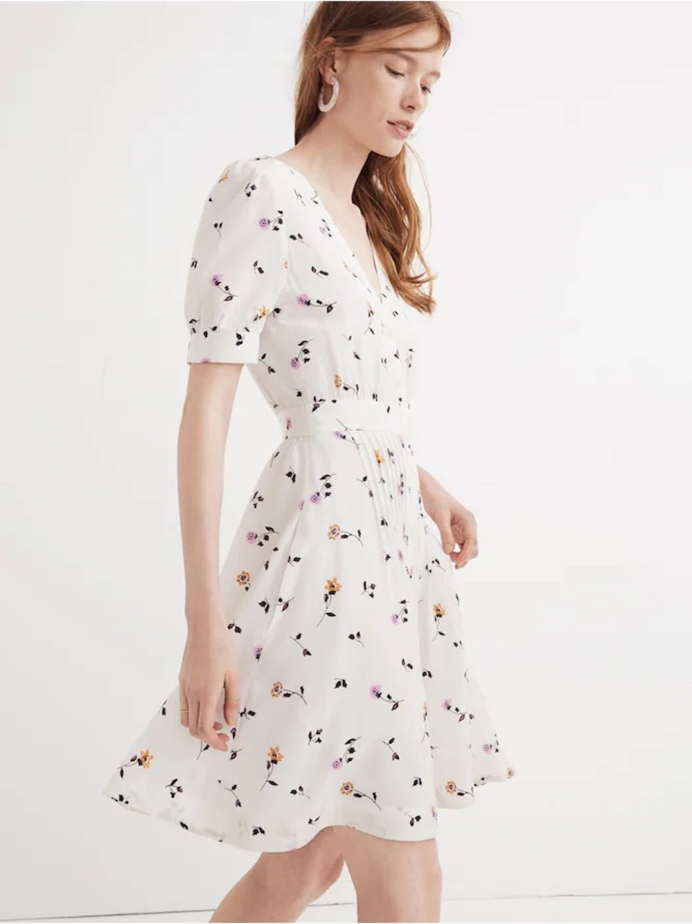 Madewell - Women’s Daylily Pintuck Dress in Sweet Blossoms - Matilda White Wash